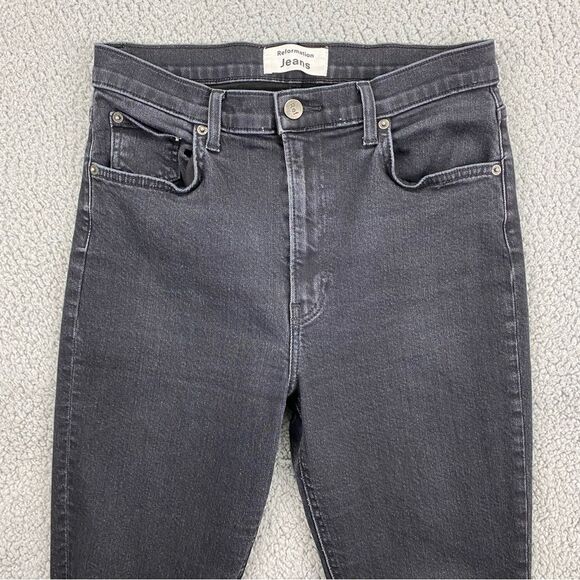Reformation Women's Faded Black Destroyed High Rise & Skinny Jeans  |  Size: 29 - Picture 2 of 15